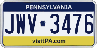 PA license plate JWV3476