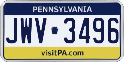 PA license plate JWV3496