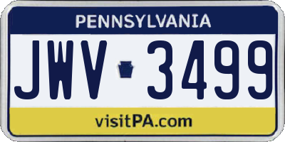 PA license plate JWV3499
