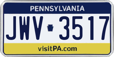 PA license plate JWV3517