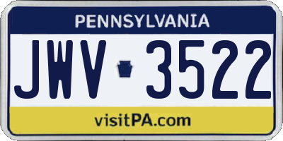 PA license plate JWV3522
