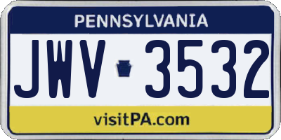 PA license plate JWV3532