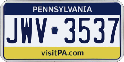 PA license plate JWV3537