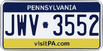 PA license plate JWV3552