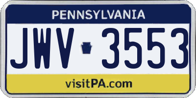 PA license plate JWV3553