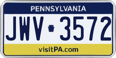 PA license plate JWV3572