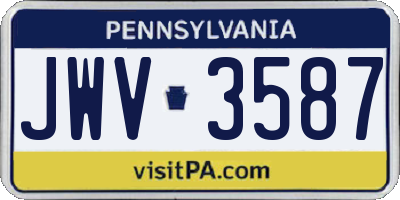 PA license plate JWV3587