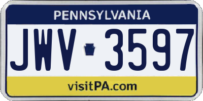 PA license plate JWV3597