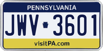 PA license plate JWV3601