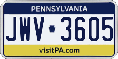 PA license plate JWV3605