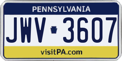PA license plate JWV3607