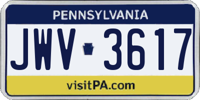 PA license plate JWV3617