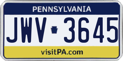 PA license plate JWV3645