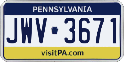 PA license plate JWV3671