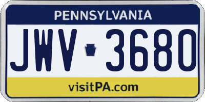 PA license plate JWV3680