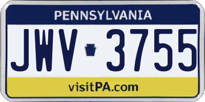 PA license plate JWV3755