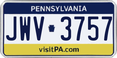 PA license plate JWV3757