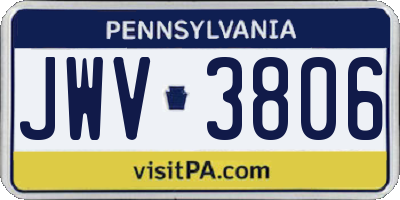 PA license plate JWV3806