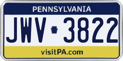 PA license plate JWV3822