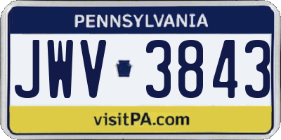 PA license plate JWV3843