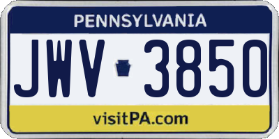 PA license plate JWV3850