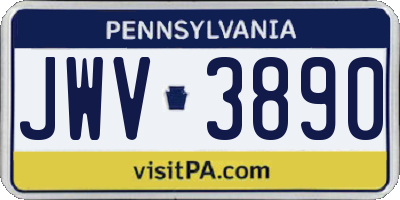 PA license plate JWV3890