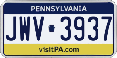 PA license plate JWV3937