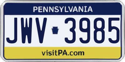 PA license plate JWV3985