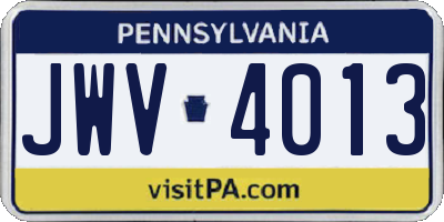 PA license plate JWV4013