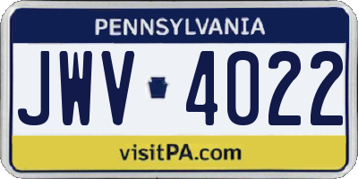 PA license plate JWV4022