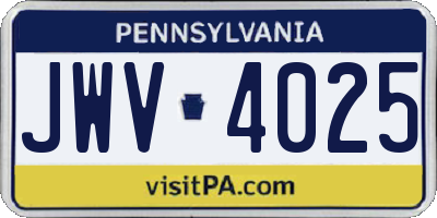 PA license plate JWV4025