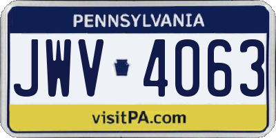PA license plate JWV4063