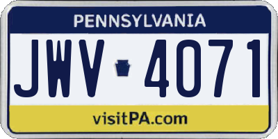 PA license plate JWV4071