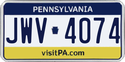 PA license plate JWV4074