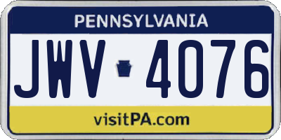 PA license plate JWV4076