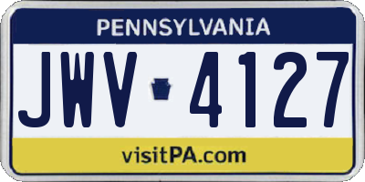 PA license plate JWV4127