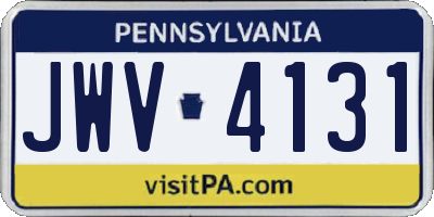 PA license plate JWV4131