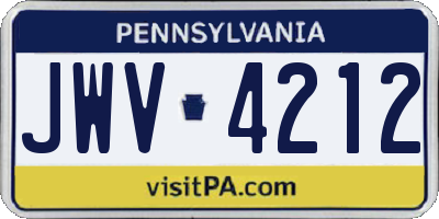 PA license plate JWV4212