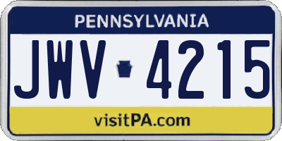 PA license plate JWV4215