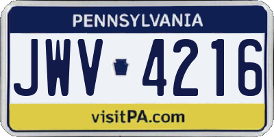 PA license plate JWV4216