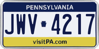 PA license plate JWV4217