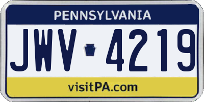 PA license plate JWV4219