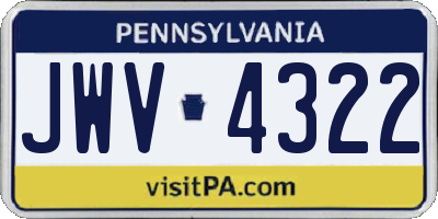 PA license plate JWV4322
