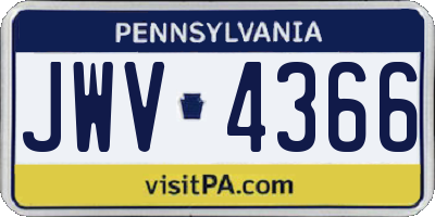 PA license plate JWV4366