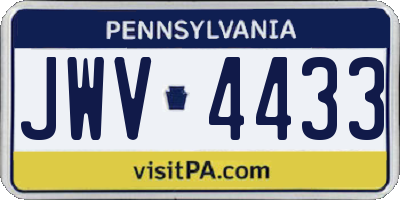 PA license plate JWV4433