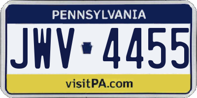 PA license plate JWV4455