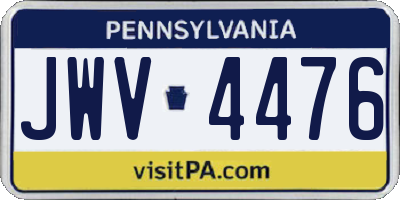 PA license plate JWV4476
