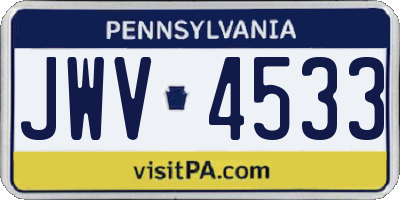 PA license plate JWV4533
