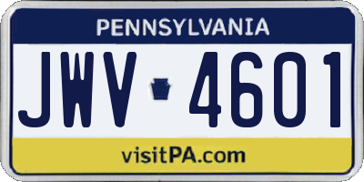 PA license plate JWV4601