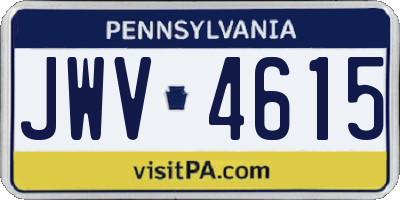 PA license plate JWV4615